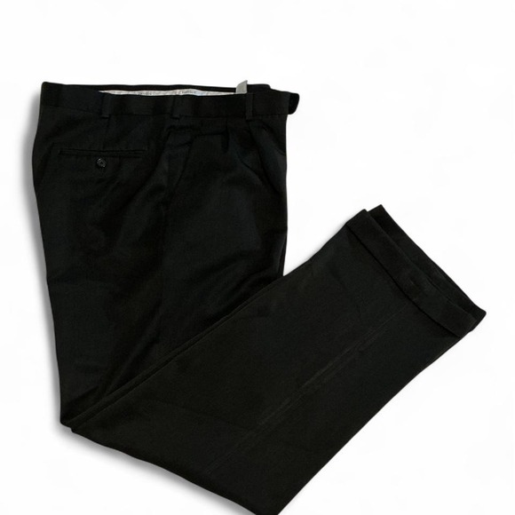 Perry Ellis Other - Classic Fit Pleated Dress Pants Mens 36x34 Black Excellent Herringbone Cuffed